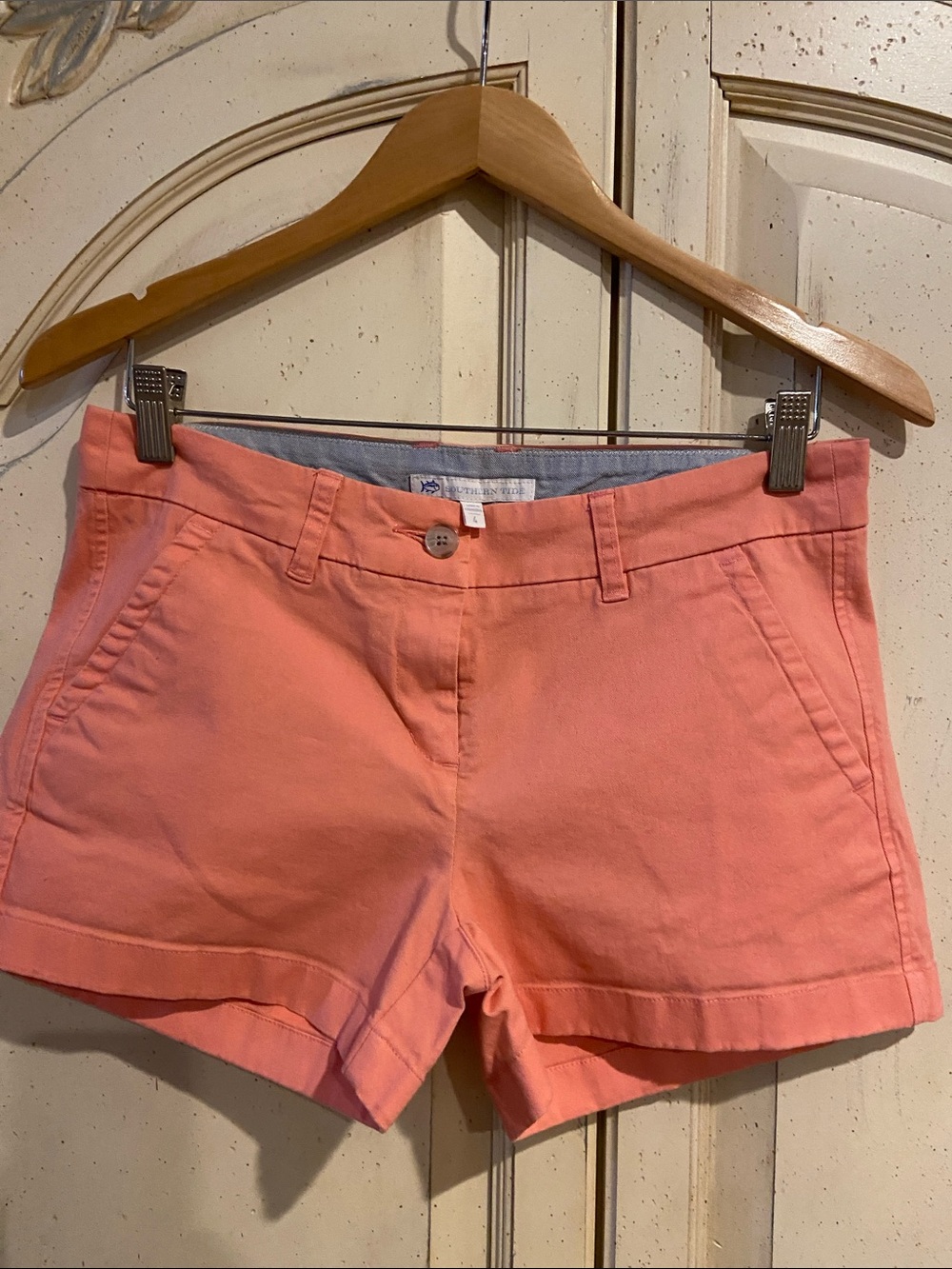 Southern Tide Coral High-Waist Chino Shorts